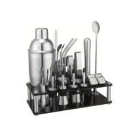 Cocktail Bar Utensilios Kit 23 Peças Inox Coqueteleira 750ml Profissional + Suporte Sacador Dosador