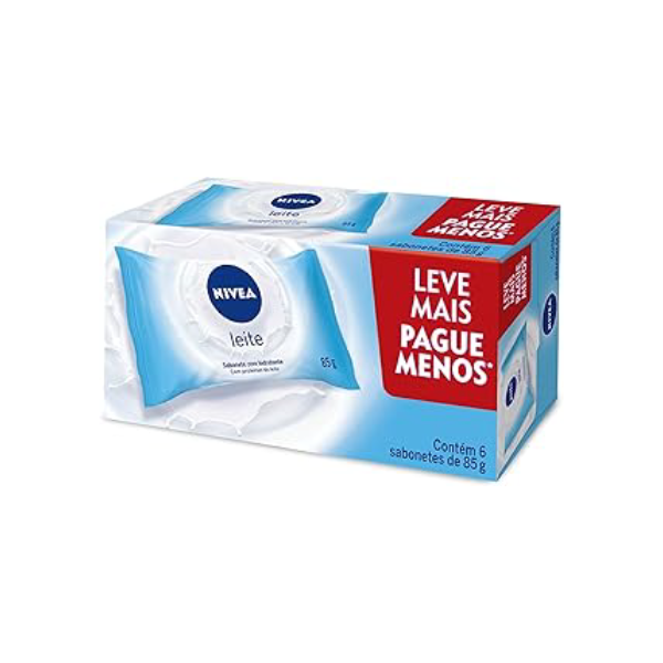 NIVEA Sabonete em Barra Hidratante Leite Promo 6 un. 85g - Com fragrância suave e espuma cremosa, esse sabonete limpa e mantém a pele hidratada após o banho