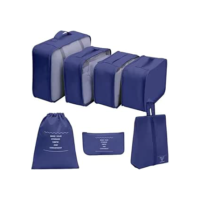 Kit Organizador de Malas para Viagem 7 Peças Conjunto Organizador Completo Bolsas Necessaire Sapatos Maquiagem Roupas Bagagem Organizada (Azul Marinho)