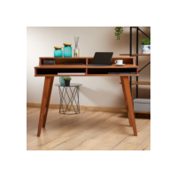Mesa Escrivaninha Retro Madeira 4 Nichos 1 Prateleira Luna