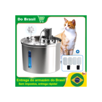 Newpet Bebedouro de aço inoxidável de 3L para gatos Bebedouro automático para gatos Bebedouro para cães e gatos Bebedouro para animais de estimação Acessório de dispensador de água