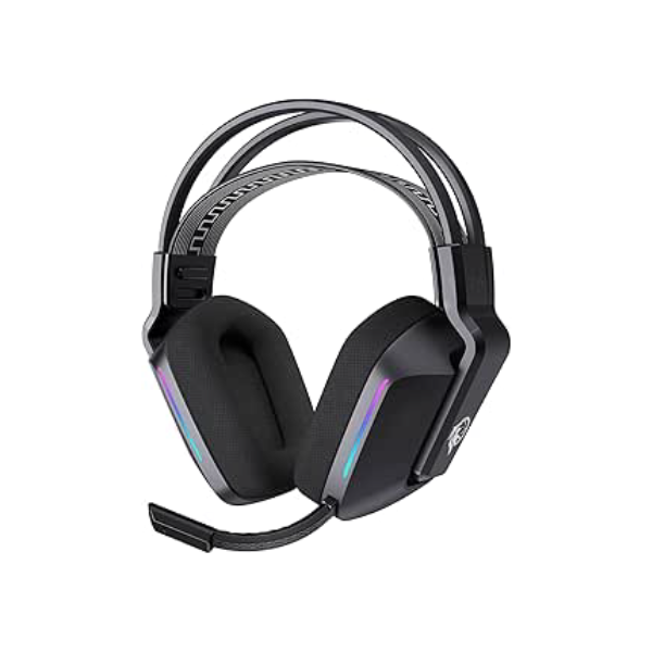 ILID Fone de Ouvido Gamer Bluetooth 5.2 com Microfone Removível,Conexão Dual(Sem Fio/Cabo 3.5mm),Alto-Falante 50mm,Surround 7.1,RGB,Bateria 1000mAh-Headset para PC/PS4/Escritório/TV(Preto)