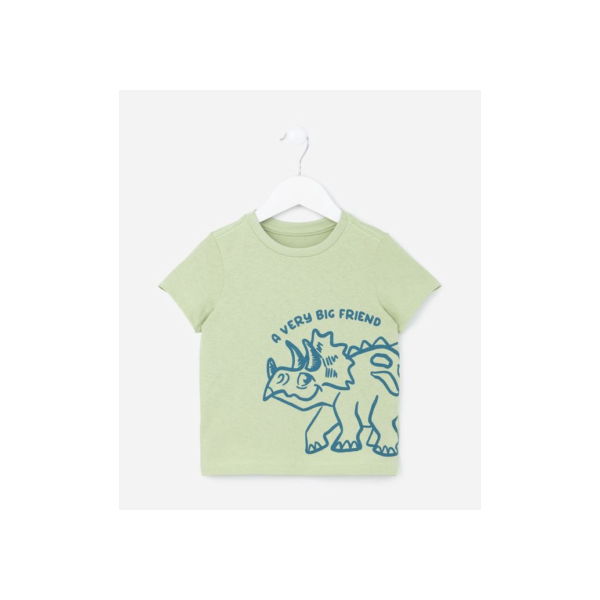 Camiseta Infantil com Estampa de Dino - Tam 1 a 5 Anos Verde