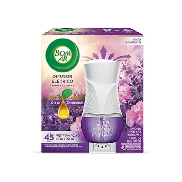 Air Wick Difusor Elétrico Bom Ar Lavanda E Gerânio Aparelho + Refil 16Ml