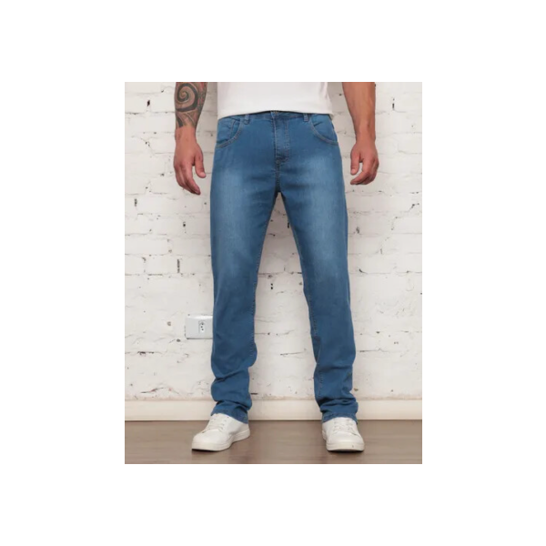 Calça Jeans Masculina Tradicional Corte Reto