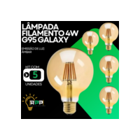 Kit 5 Lampada Filamento Led Globo 4w G95 2200k Biv Galaxy