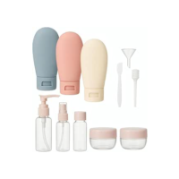 Kit de Frascos de Viagem 11 Peças com Necessaire – Potes de Silicone Reutilizáveis para Shampoo Condicionador Sabonete Creme Alcool em Gel Maquiagem e Cosmeticos em Geral| Aprovados para Avião