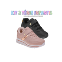 Tenis infantil Menina Kit C/ 2 Pares Sapato Infantil Volta as Aulas