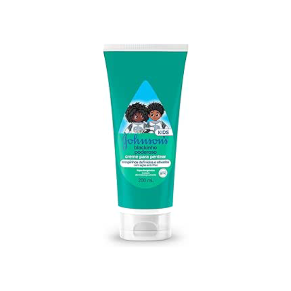 Johnson's Baby Creme Para Pentear Infantil Para Cabelos Crespos Blackinho Poderoso, 200ml