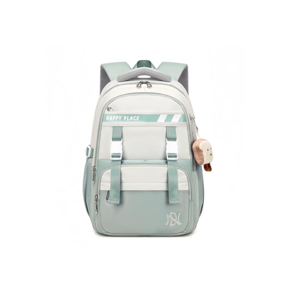 Mochila Espaçosa de Duas Cores para Mulheres, Estudantes, Cabe Notebook de 15,6 Polegadas (verde)