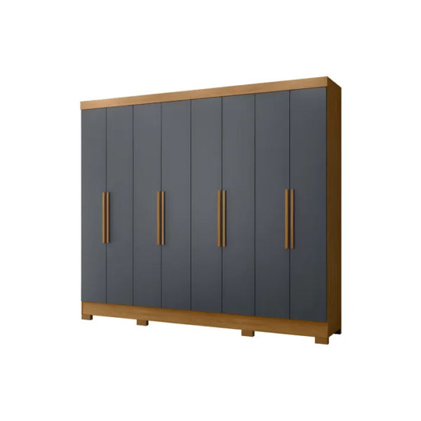 Guarda Roupas Casal 8 Portas 4 Gavetas Diplomata Casal Moval Freijó e Cinza