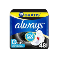 Absorvente Noturno Always Noites Tranquilas Cobertura Seca com Abas Leve 48 Pague 40, Always