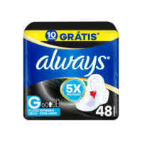 Absorvente Noturno Always Noites Tranquilas Cobertura Seca com Abas Leve 48 Pague 40, Always