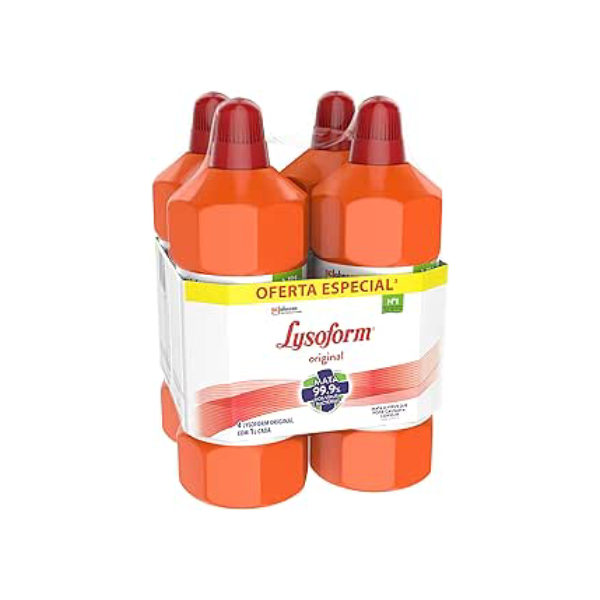 Lysoform Original, Desinfetante Líquido, Limpeza Casa, 4 unidades de 1L cada