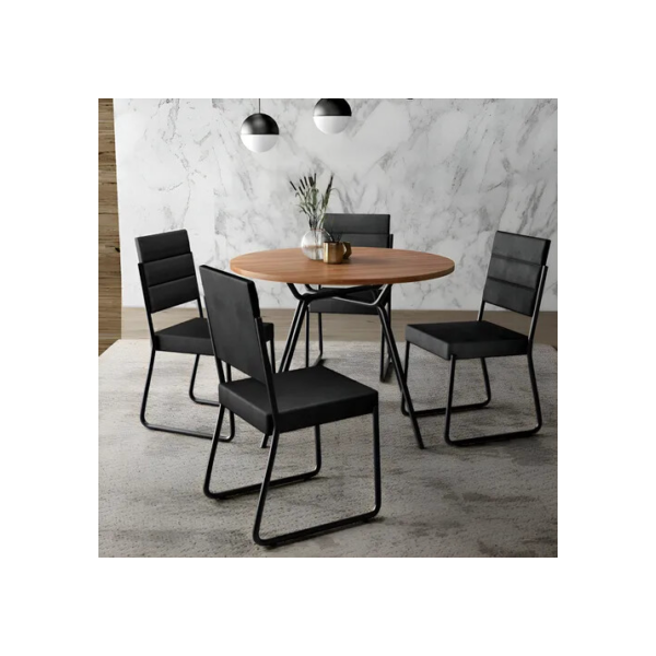 Conjunto Sala Jantar 4 Cadeiras San Francisco Carraro Preto