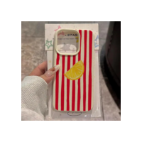 Vermelho Listrado Limão Caso De Telefone Para iPhone 16 Pro Max 15 14 11 12 13 XS 16E Capa Padrão Lichia Casos Antiderra