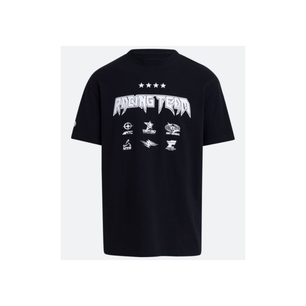 Camiseta Relaxed em Algodão Malhão com Estampa Racing Team Preto