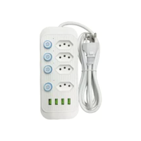 Régua Extensão Elétrica USB 4 Tomadas + 4 Portas USB 10A com Botão Liga/Desliga Cabo Longo e Resistente