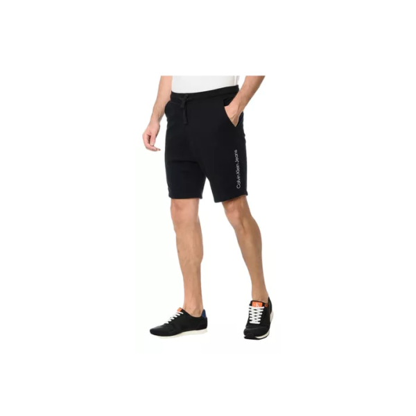 Bermuda Calvin Klein Jeans Moletom Lateral Logo Preta