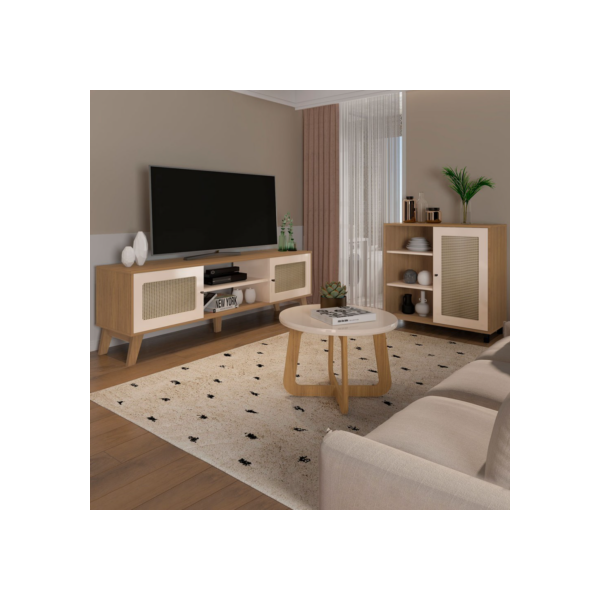 Sala de Estar Completa para TV até 75 Polegadas Charlotte 3 Portas