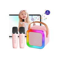 Alto-falante Bluetooth Caixa De Som C/ Microfone com Luzes LED Karaokê Brincadeira Família Crianç