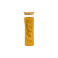 Oikos - Pote de Vidro 2L com Tampa de Bambu Hermético Redondo Flat