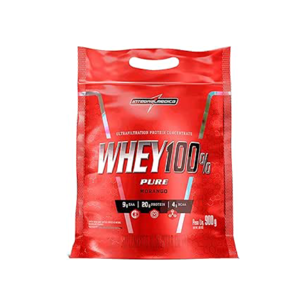 Integralmedica Whey 100% Pure 900G Pouch - Morango