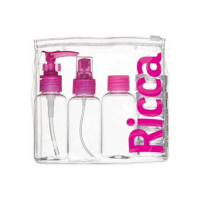 Ricca, Kit para Viagem com Tampas, Transparente/Rosa