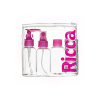 Ricca, Kit para Viagem com Tampas, Transparente/Rosa