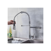 Torneira Cozinha Gourmet Monocomando Spray Extensor Prata Torneira cozinha superior Tubo de água flexível 360°