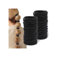 40 peças de laços de cabelo elásticos, suportes de rabo de cavalo sem vincos para mulheres, homens, grandes sem danos para cabelos grossos e finos, pretos (4 mm)