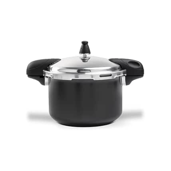 Brinox - Panela de Pressão Pressure 2 Alças 5,4L Ceramic Life Antiaderente com Fundo de Indução - Preto