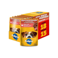 Pack Ração Úmida Pedigree Sachê Carne ao Molho para Cães Adultos de Raças Pequenas - Leve 18 Pague 15