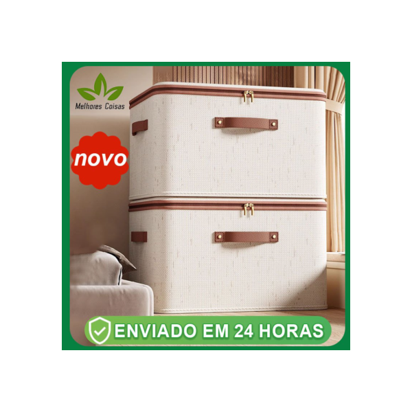 Caixa de armazenamento de algodão de roupas grande cremalheira  tecido cesta dobrável quarto