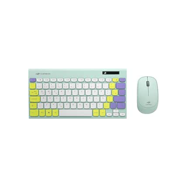 Combo s/fio C3Tech Teclado e Mouse K-W71GN TKL, ambidestro, Layout Português Brasileiro, Multimídia, Anti-Respingo, Teclas Baixas Chocolate, Tamanho Reduzido, Compatível com Windows, Linux, MacOS