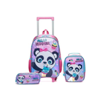Kit Mochila De Rodinhas Infantil Escolar Espaçosa Com Estojo e Lancheira Reforçada