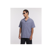 Camisa Relaxed em Tricoline com Textura Cinza