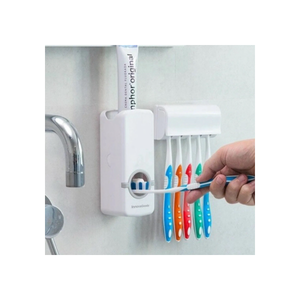 Dispenser Pasta De Dente Creme Dental Porta Escova Com Suporte Prático Econômico
