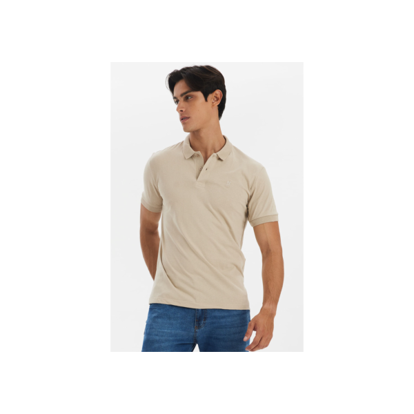Polo Masculina Meia Malha Polo Wear Bege Médio