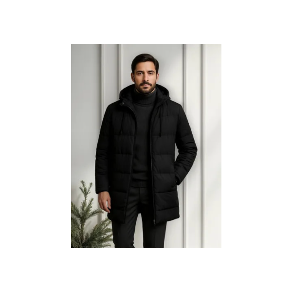 Sobretudo Masculino Jaqueta Puffer Bobojaco Comprido Capuz