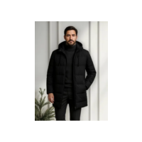 Sobretudo Masculino Jaqueta Puffer Bobojaco Comprido Capuz