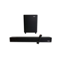Kit Soundbar e Subwoofer Som de Cinema 2.1 Canais e Tecnologia Imersiva Entrada Óptica Coaxial USB e BT Acompanha Controle - Tomate