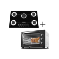 FogÃO Cooktop 5 Bocas Preto + Forno De Eletrico 48 Plus