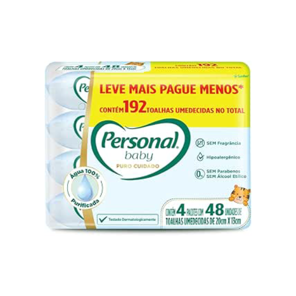 Personal Toalha Umedecida Baby Puro Cuidado Promopack, 192 unidades