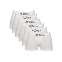 Kit 6 Cuecas Zorba Boxer sem Costura Algodão 781 Branco - G