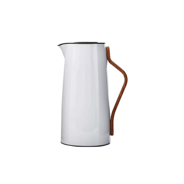 Garrafa Térmica para Café Chá com Cabo imitando Madeira, para Bebidas Quentes e Frias, Branca 1 litro