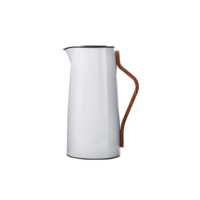 Garrafa Térmica para Café Chá com Cabo imitando Madeira, para Bebidas Quentes e Frias, Branca 1 litro