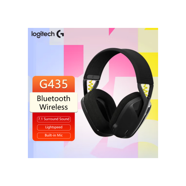 Logitech-G435 Lightspeed Bluetooth Wireless Gaming Headset, Surround Sound Headphone, Over-Ear para PC, jogos portáteis e música