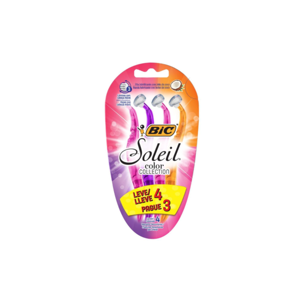 Depilador, Soleil, BIC, Rosa/Roxo/Laranja, 4 Unidades