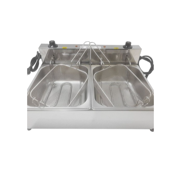Fritadeira elétrica Industrial 10 litros de batata pastel 2 Cubas de 5 litros cada Cuba inox , Salgados porções batatas